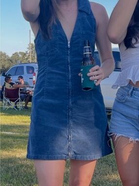 BDG Blue Denim Zip-Front Mini Dress
